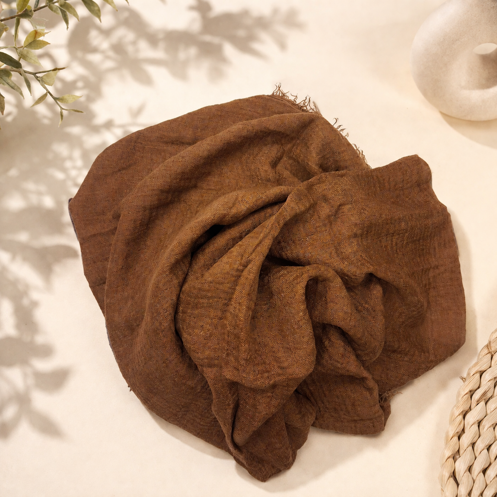 Crimps Hijab – Brown | Lightweight Textured Scarf