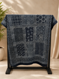 Ciyaab Hand Block Print Lawn Chaadar in Navy Blue
