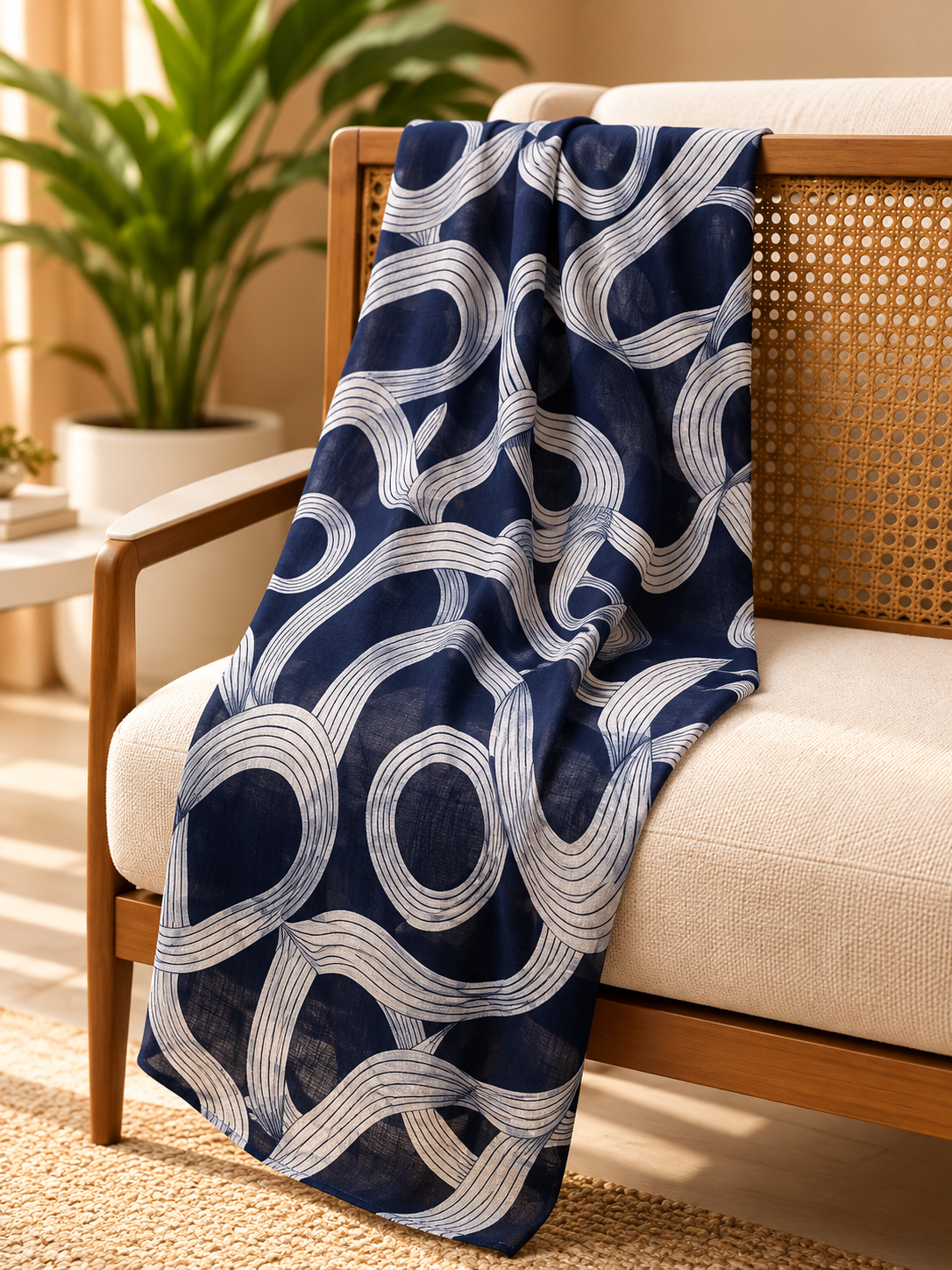 Turkish Textured Printed Lawn - Abstract Swirl Print