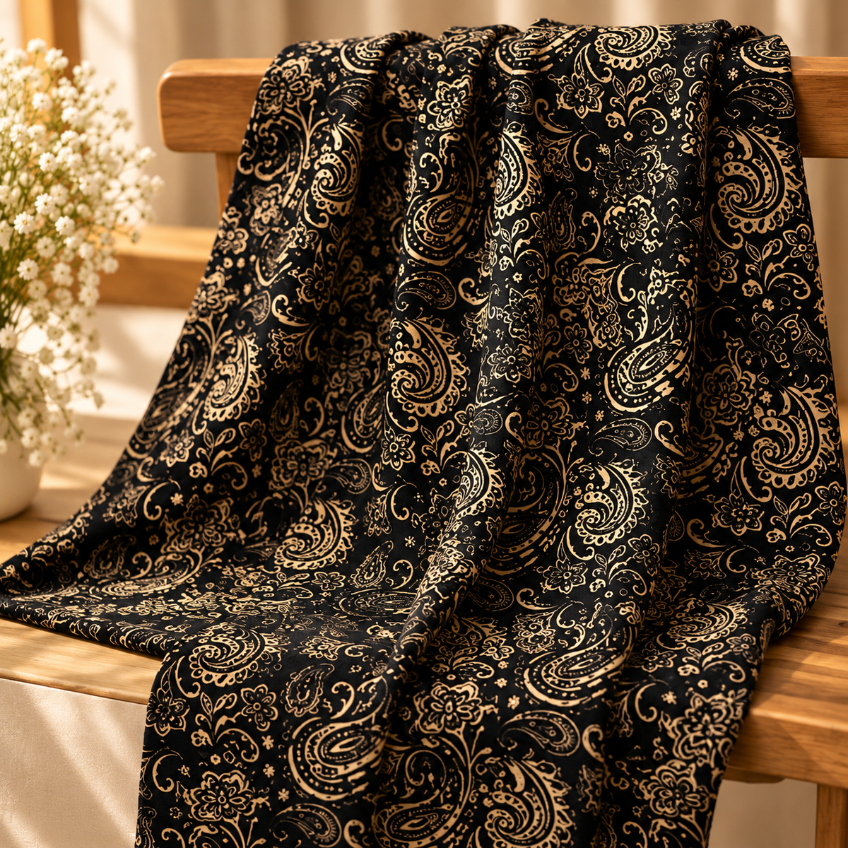 Turkish Textured Printed Lawn - Paisley Print