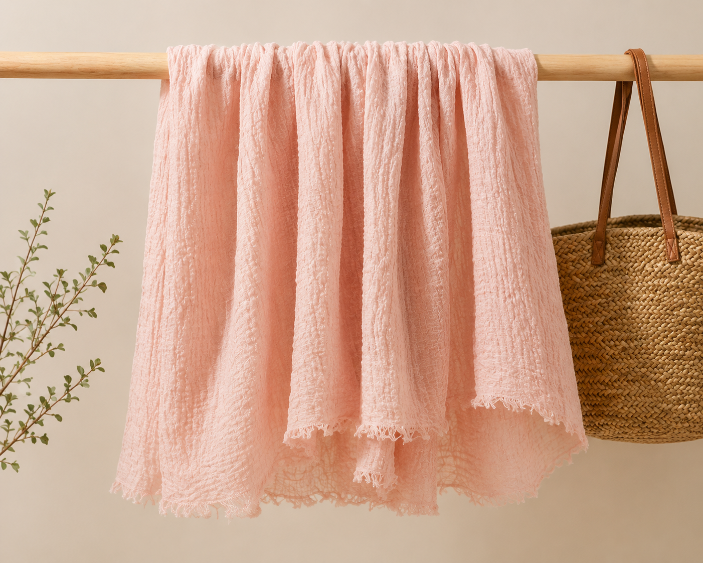 Crimps Hijab – Light Peach | Lightweight Textured Scarf