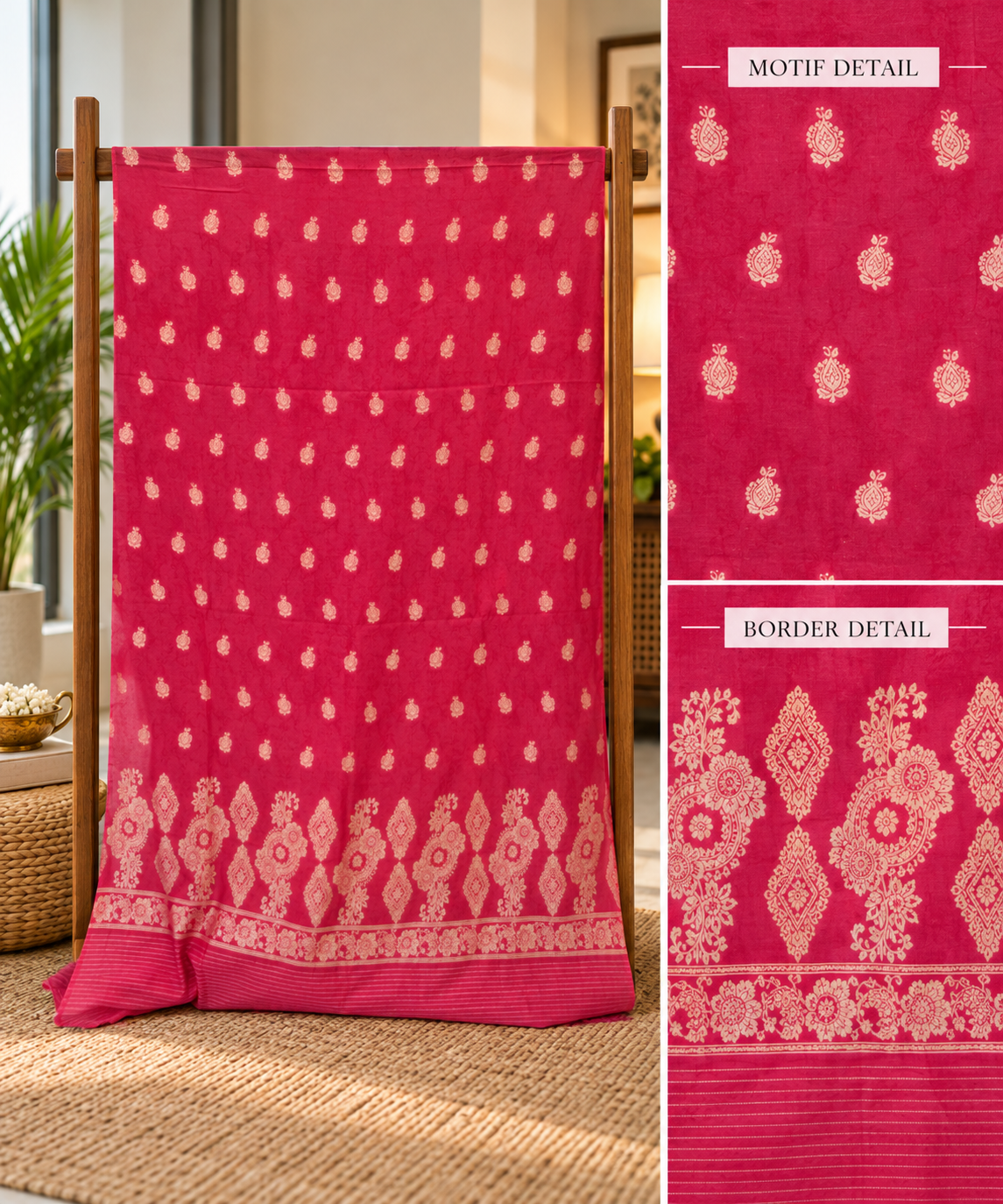 Pink Cotton Banarsi 3 Piece Unstitched Suit Ciyaab