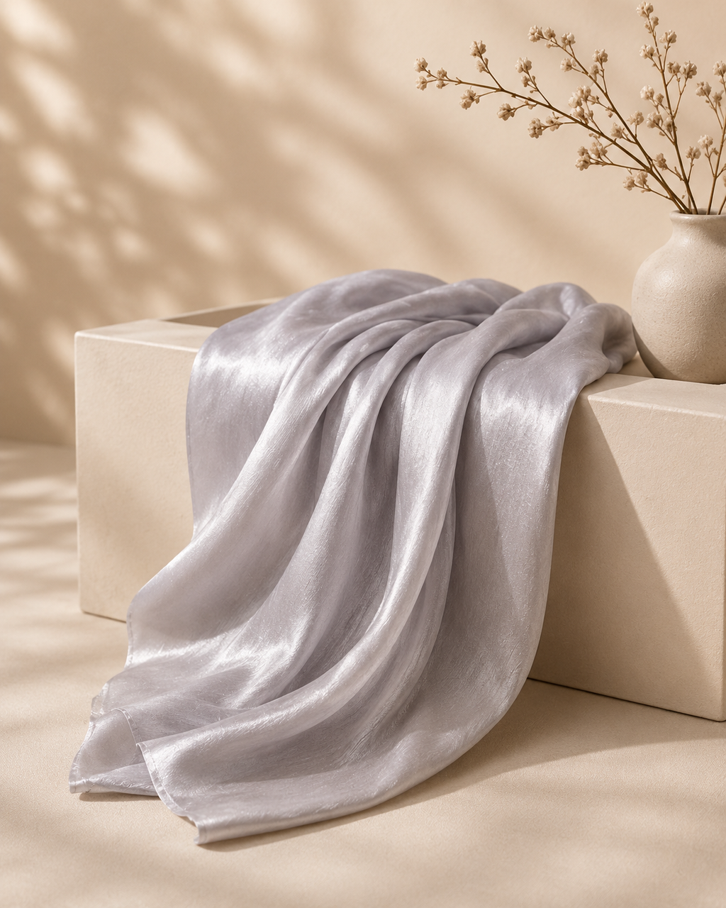 Luxe Silk Scarf - Silver Grey