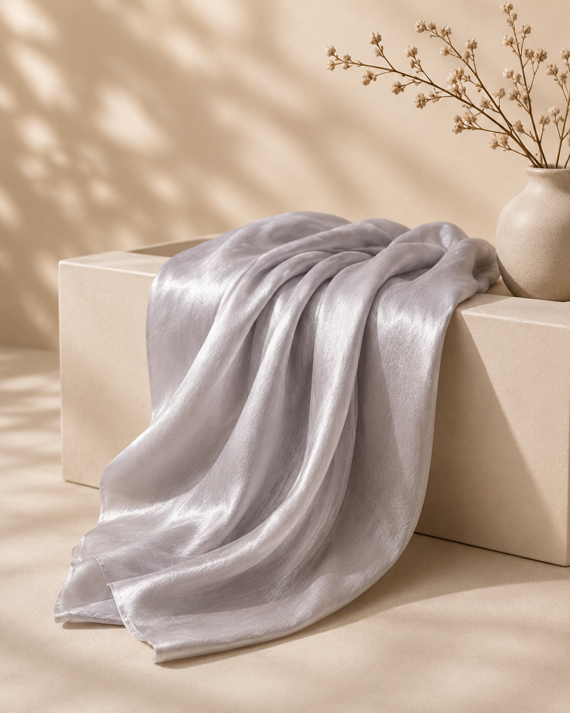Luxe Silk Scarf - Silver Grey