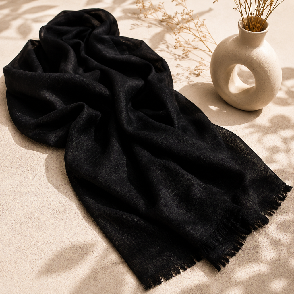 Turkish Lawn Hijab - Black | Soft Lightweight Scarf