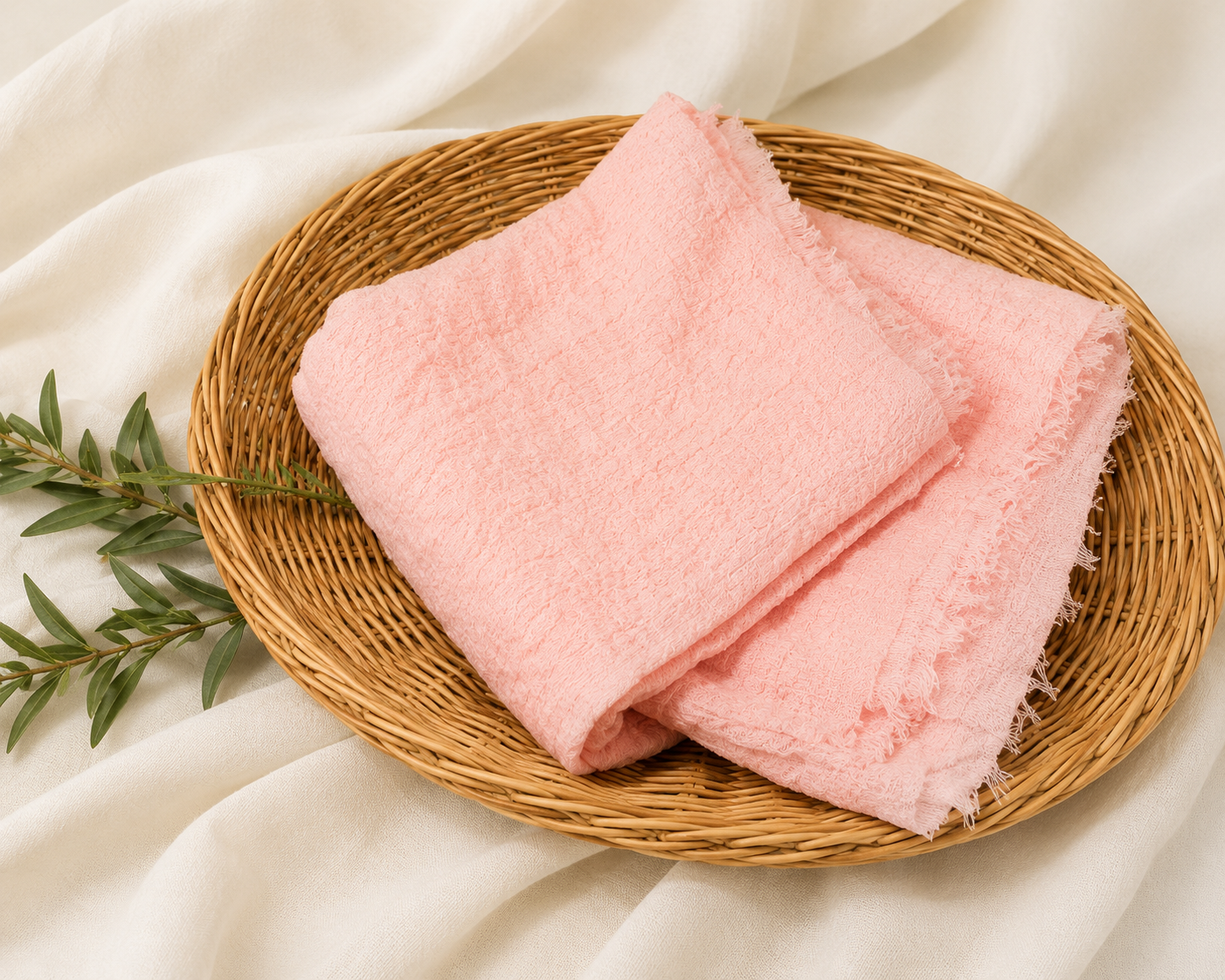 Crimps Hijab – Peach Pink | Lightweight Textured Scarf