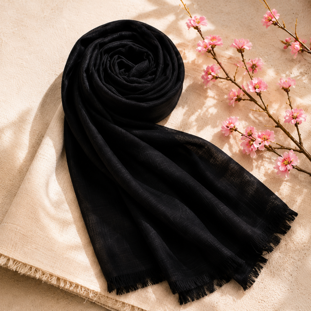 Turkish Lawn Hijab - Black | Soft Lightweight Scarf