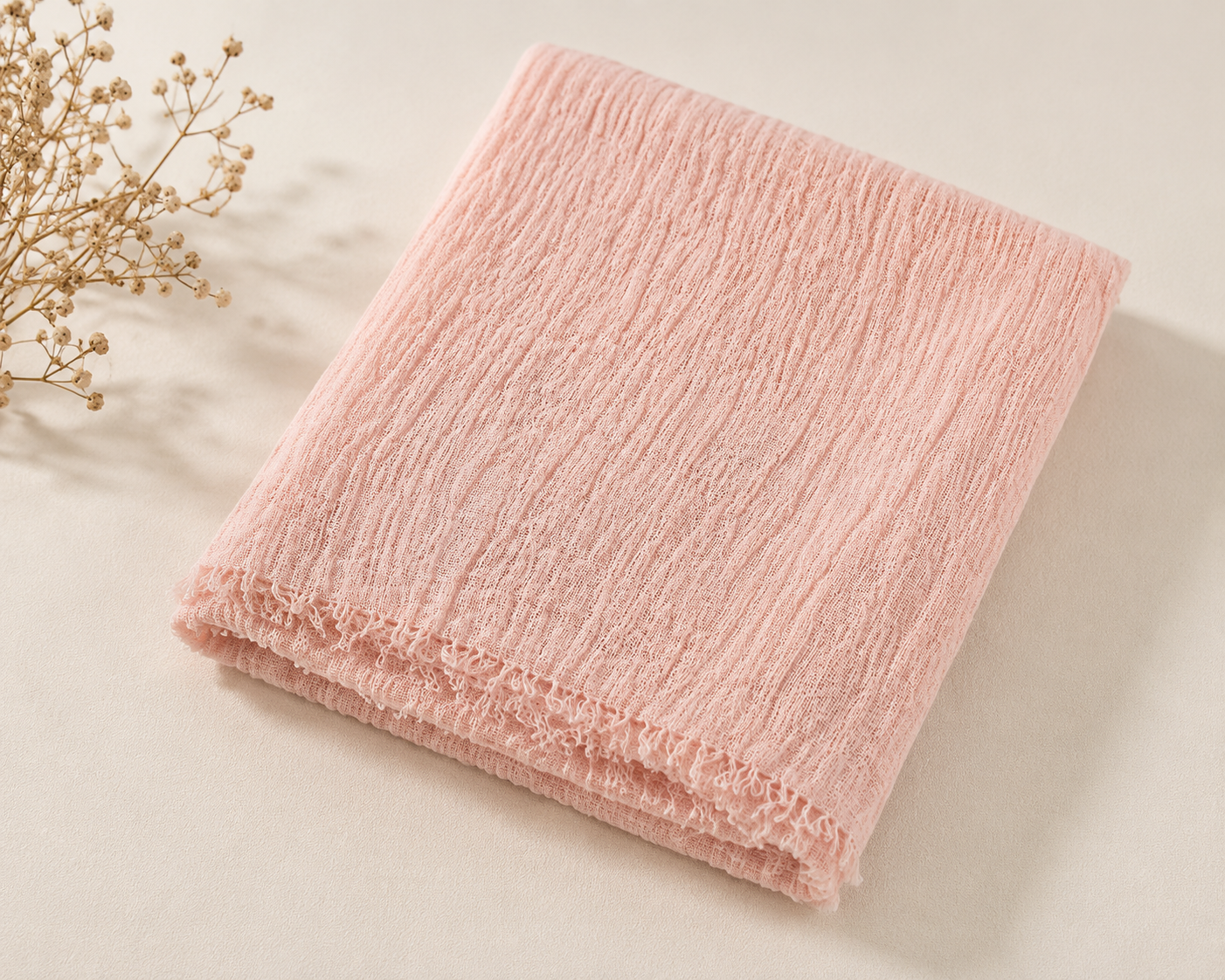 Crimps Hijab – Light Peach | Lightweight Textured Scarf