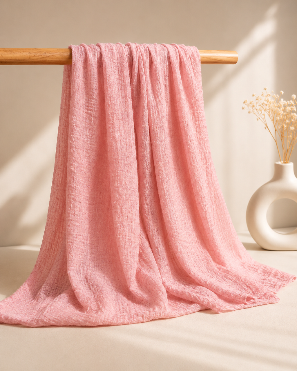 Crimps Hijab – Pink | Lightweight Textured Scarf
