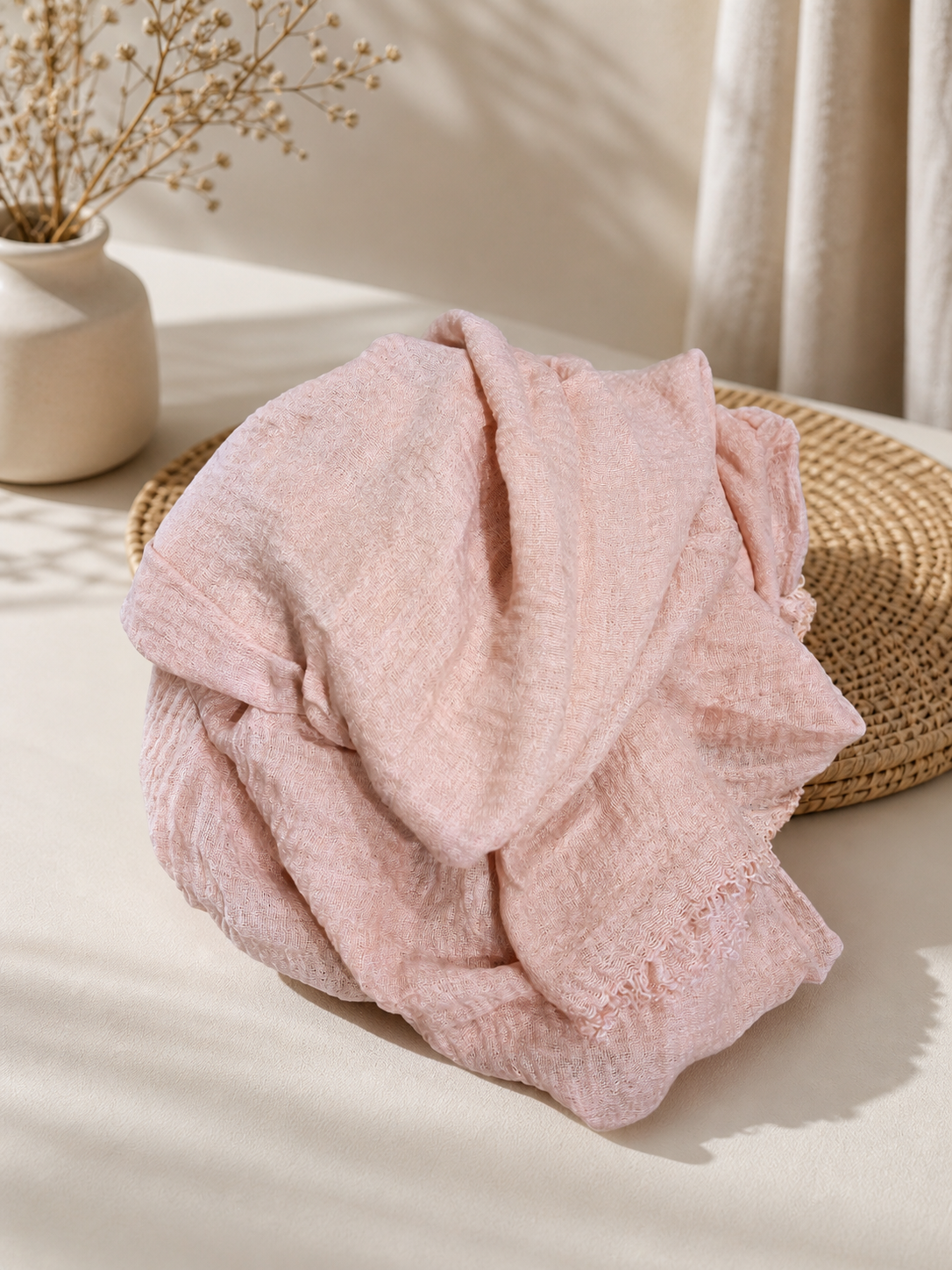 Crimps Hijab – Light Peach | Lightweight Textured Scarf
