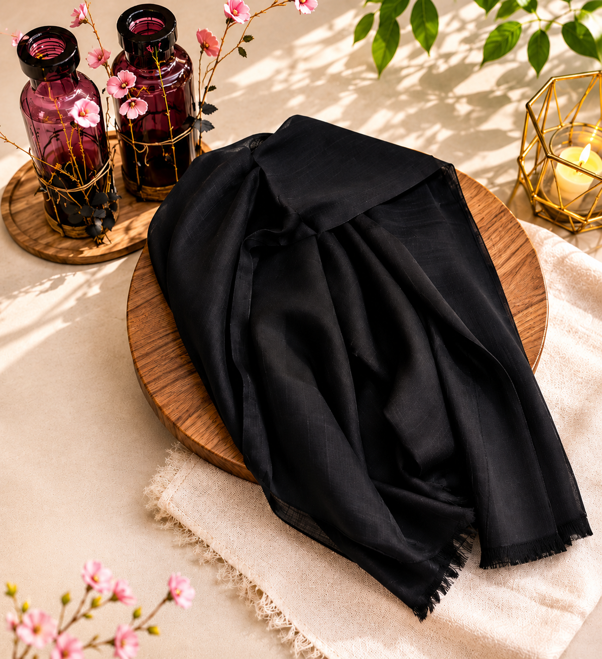 Turkish Lawn Hijab - Black | Soft Lightweight Scarf