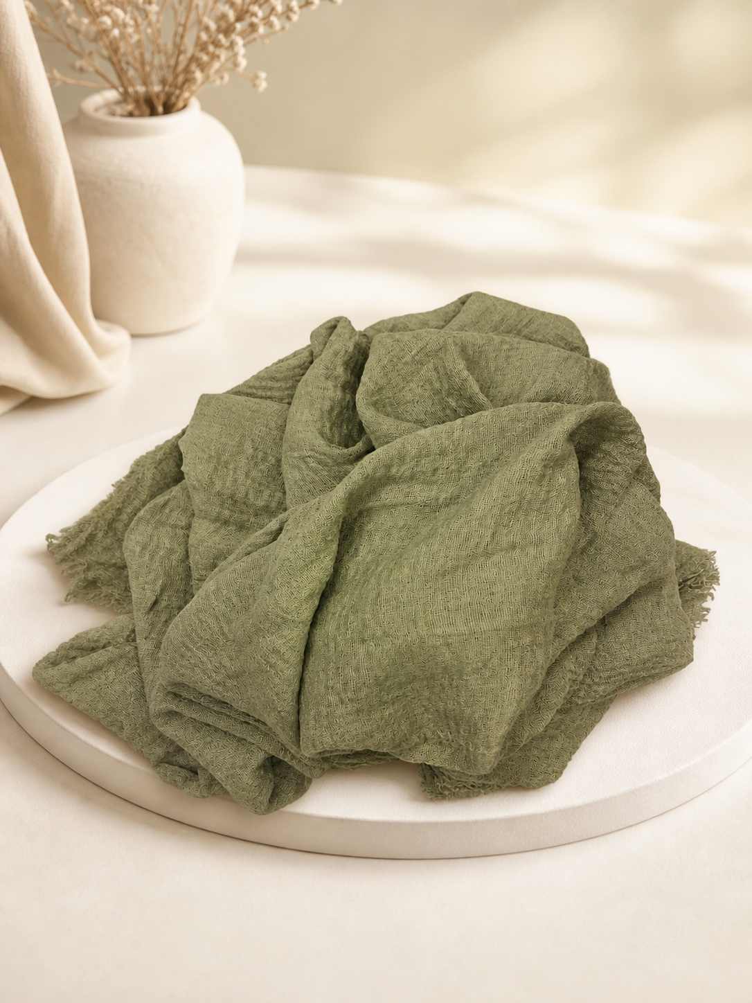 Crimps Hijab – Mint Green | Lightweight Textured Scarf