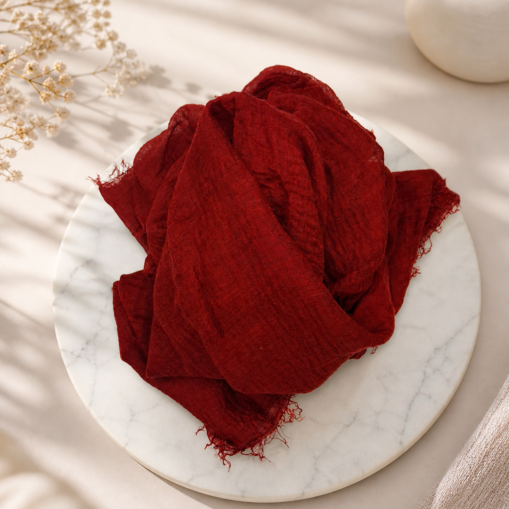 Crimps Hijab – Maroon | Lightweight Textured Scarf