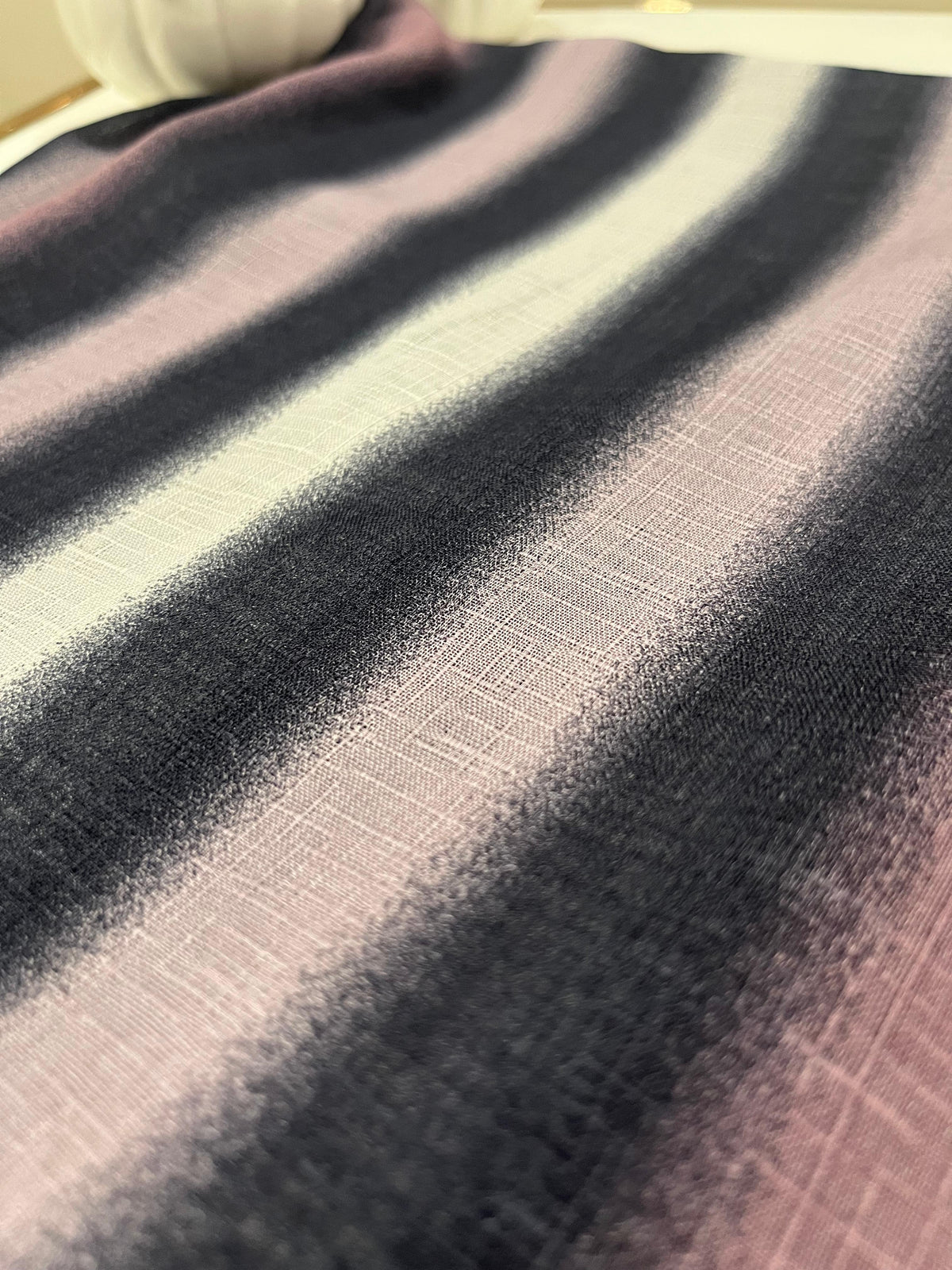 Turkish Textured Printed Lawn - Striped Ombré (Taupe Pink)