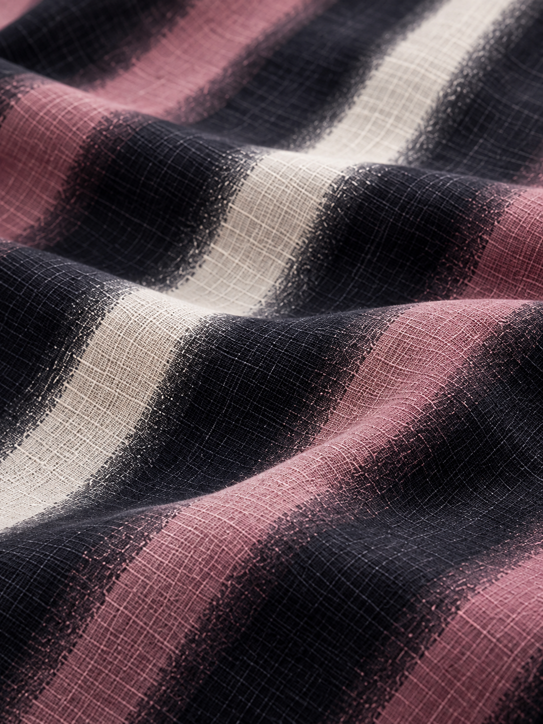 Turkish Textured Printed Lawn - Striped Ombré (Taupe Pink)