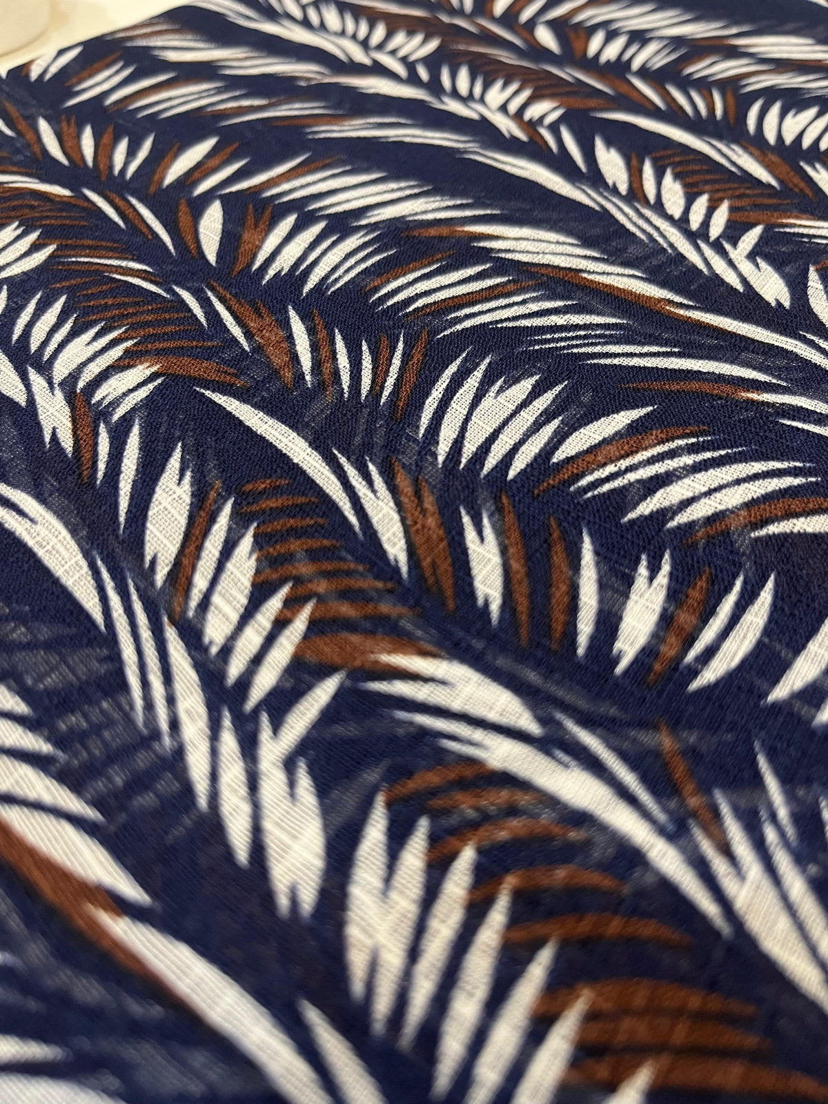 Turkish Textured Printed Lawn - Tropical Leaf Print