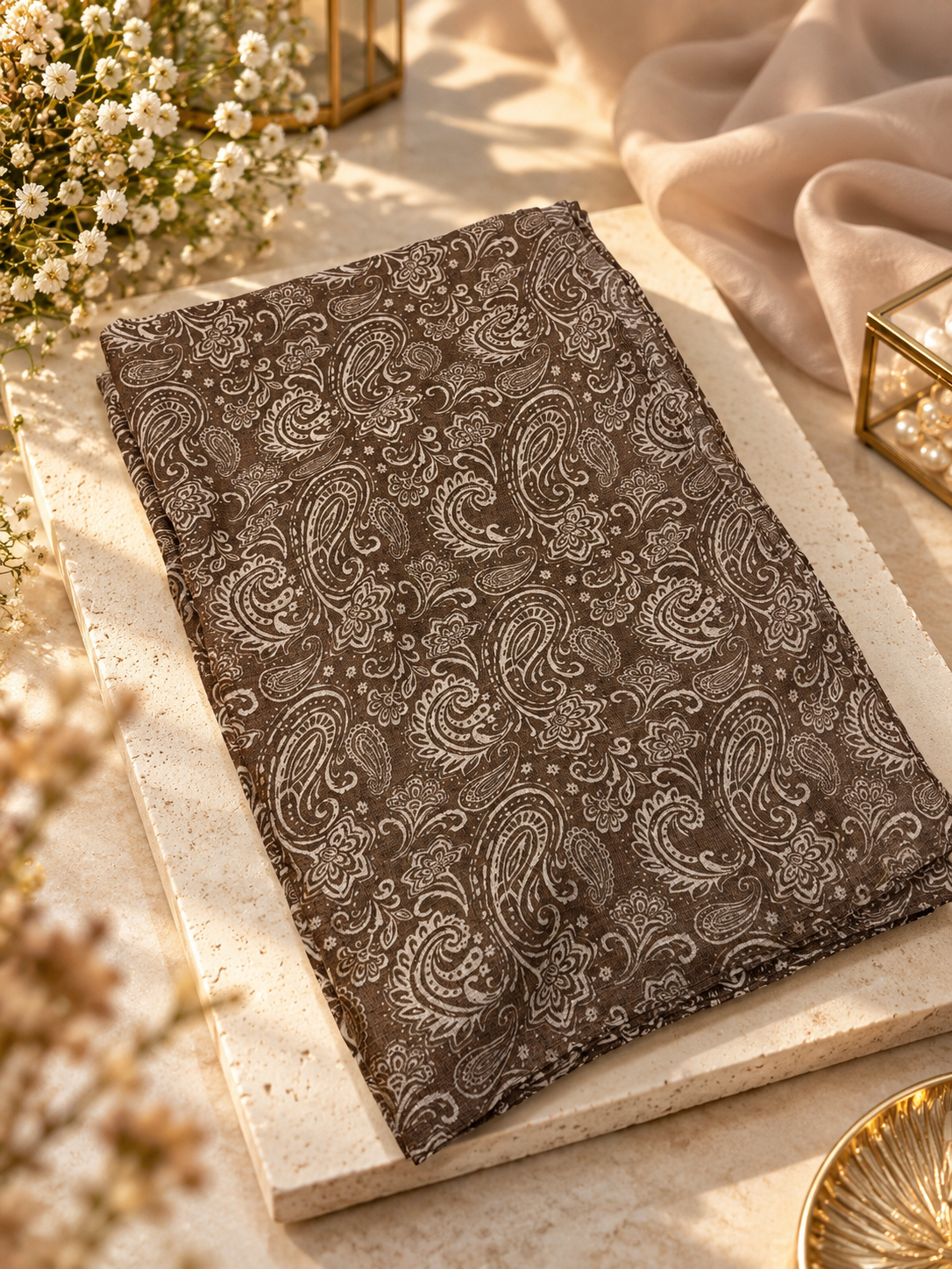 Turkish Textured Printed Lawn - Paisley Print