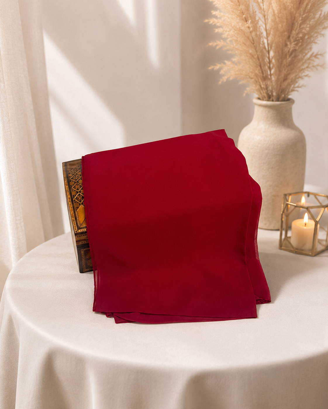 Chiffon Scarf - Deep Red
