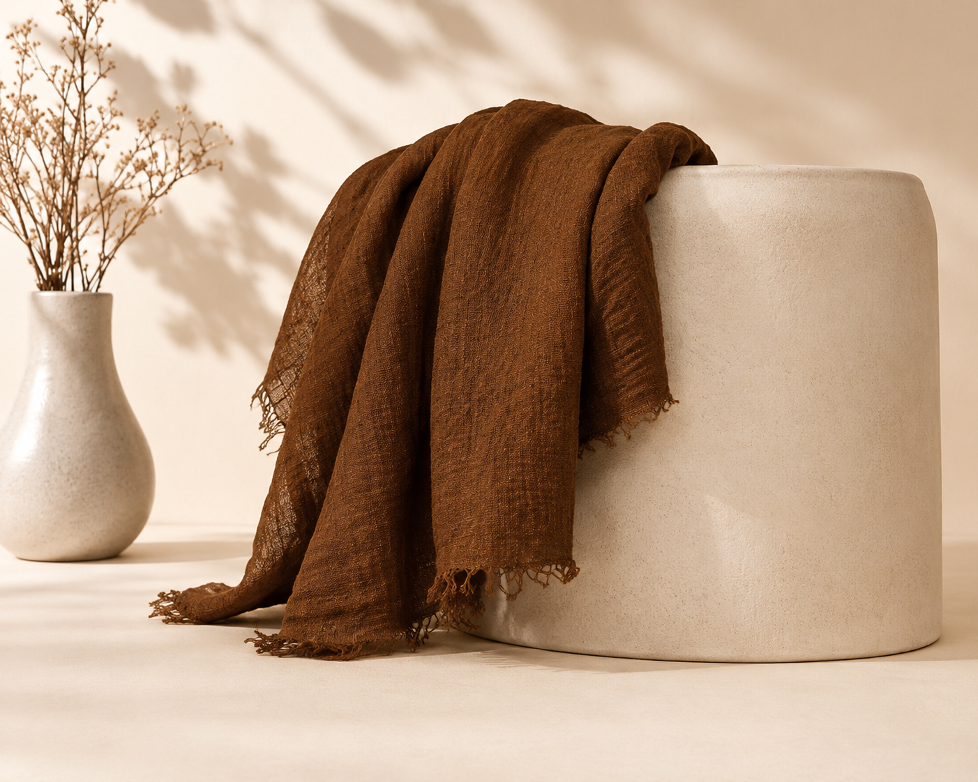 Crimps Hijab – Brown | Lightweight Textured Scarf