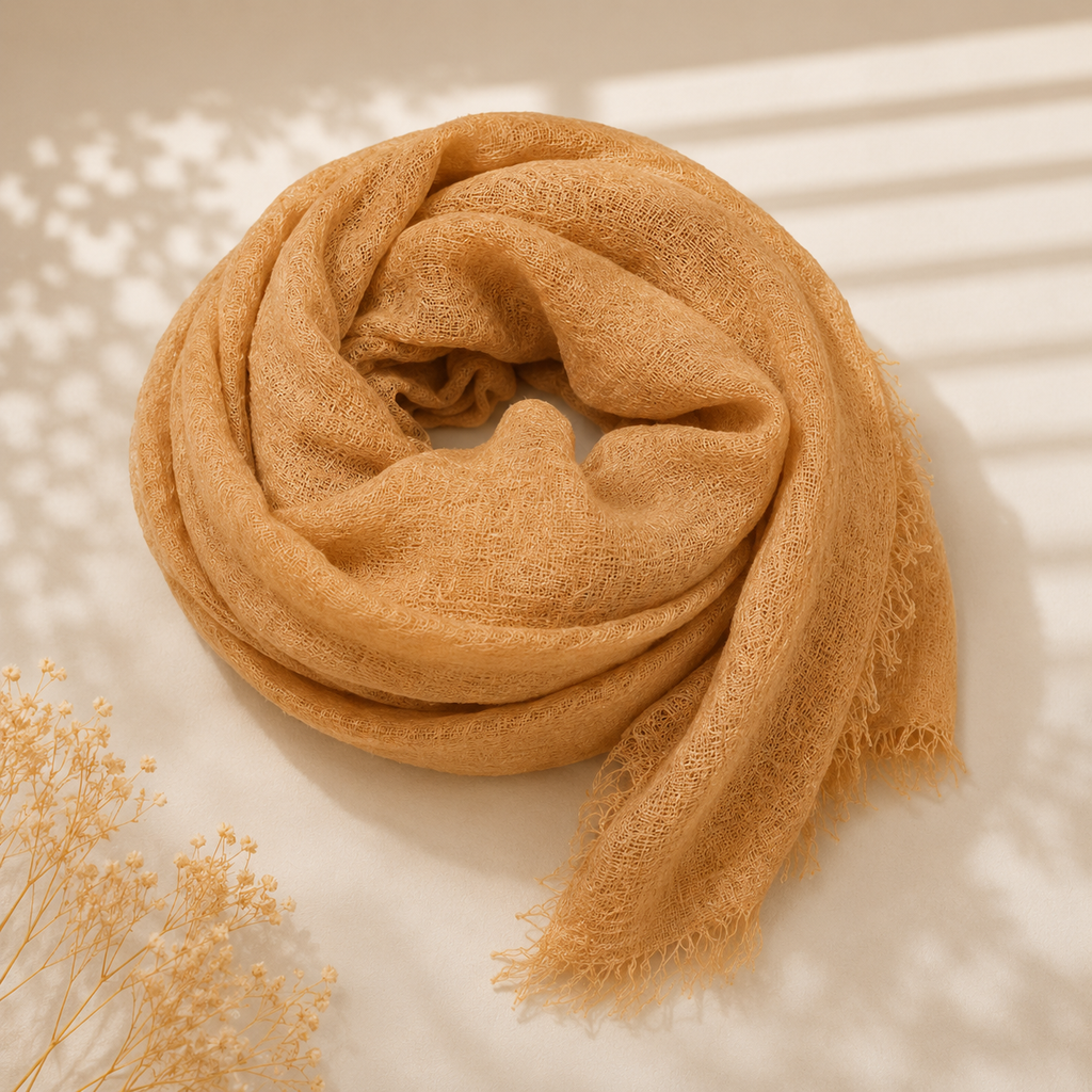 Crimps Hijab – Light Fawn | Lightweight Textured Scarf