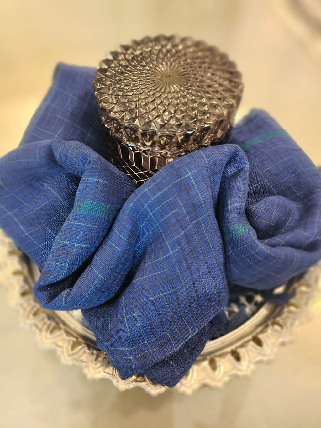 Arabic Lawn Scarf – Navy Blue