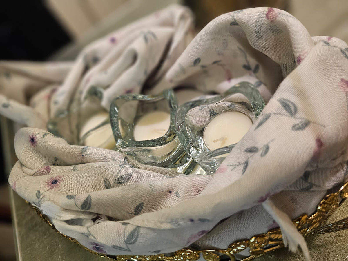 Arabic Lawn Scarf – Ivory Floral Print