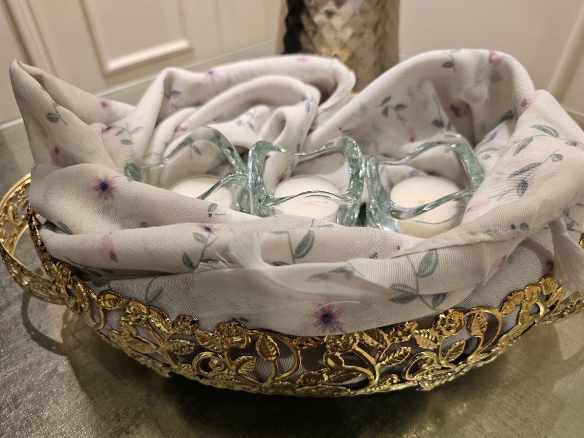 Arabic Lawn Scarf – Ivory Floral Print