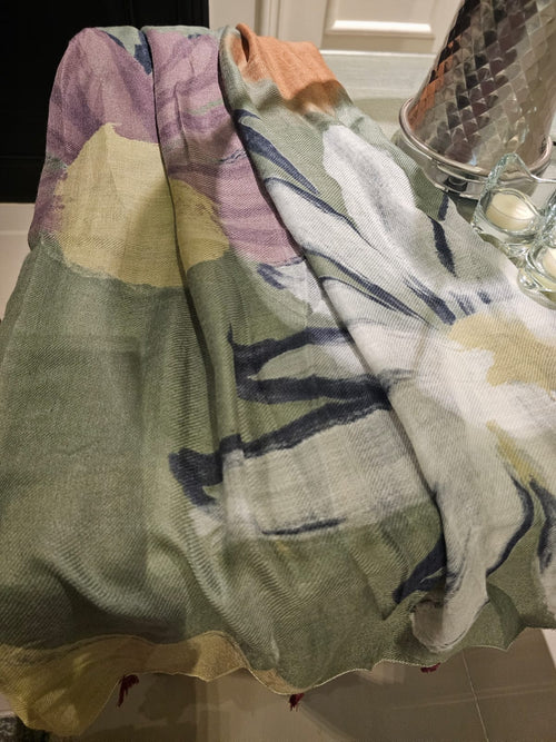 Arabic Lawn Scarf – Watercolor Floral Print