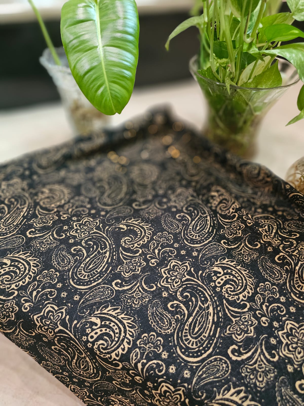 Turkish Textured Printed Lawn - Paisley Print