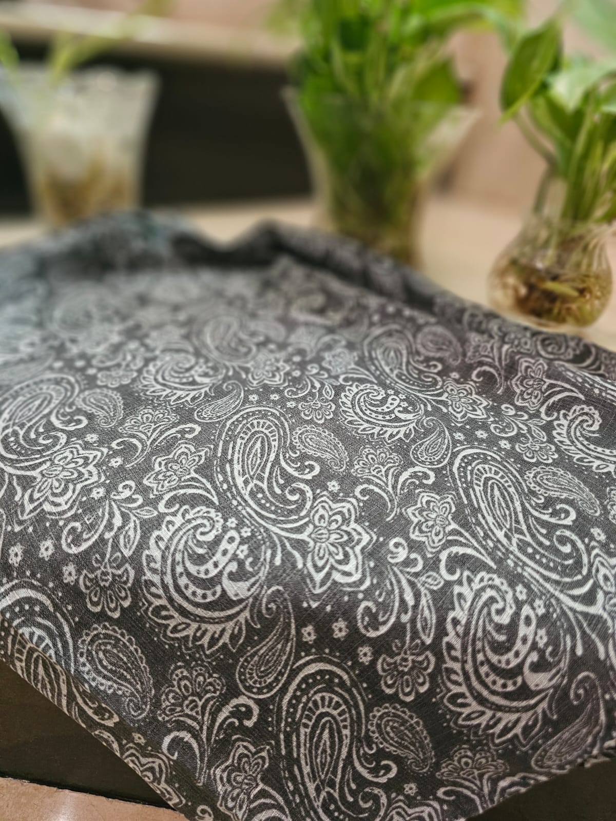Turkish Textured Printed Lawn - Paisley Print