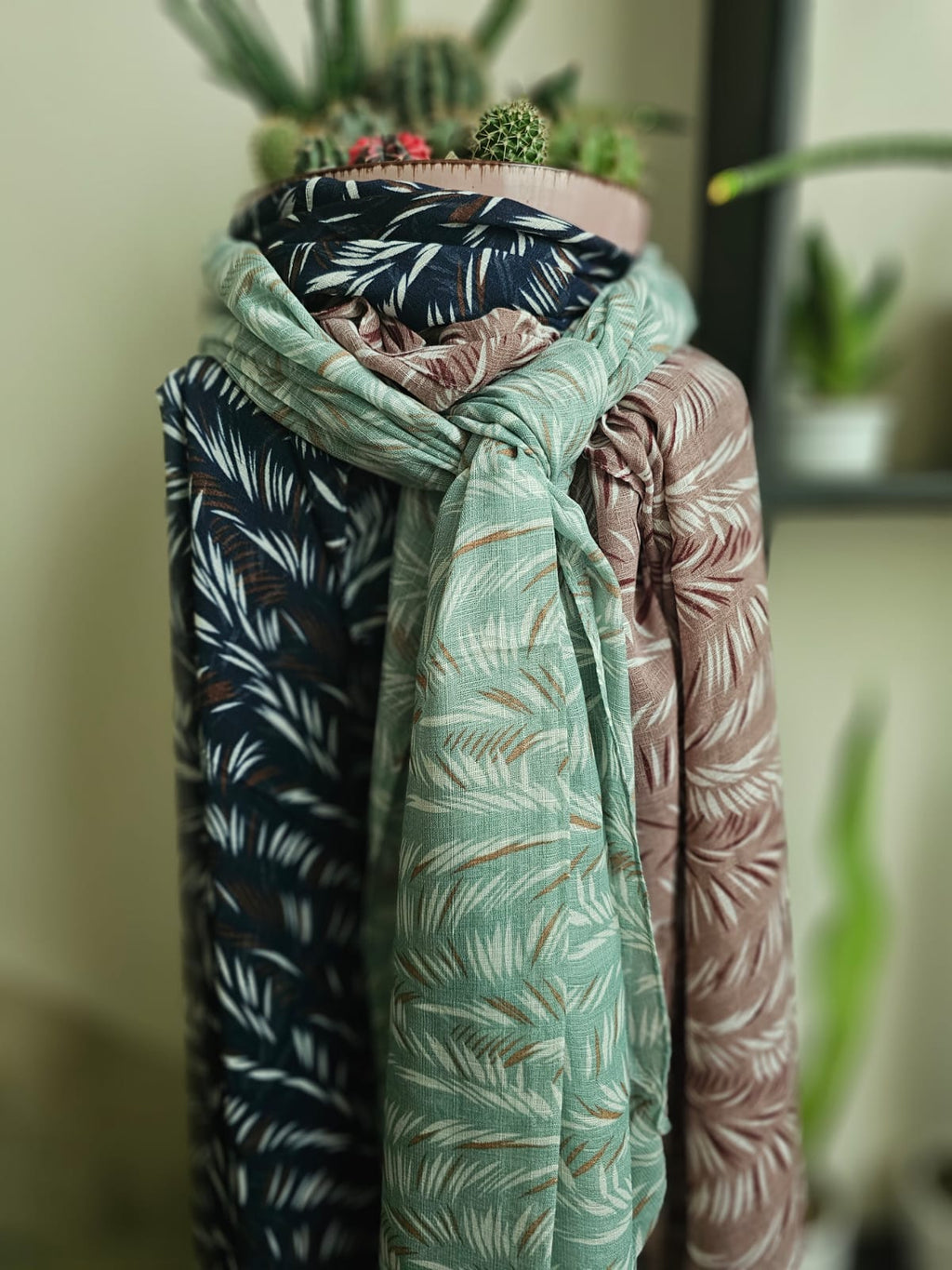 Turkish Textured Printed Lawn - Tropical Leaf Print