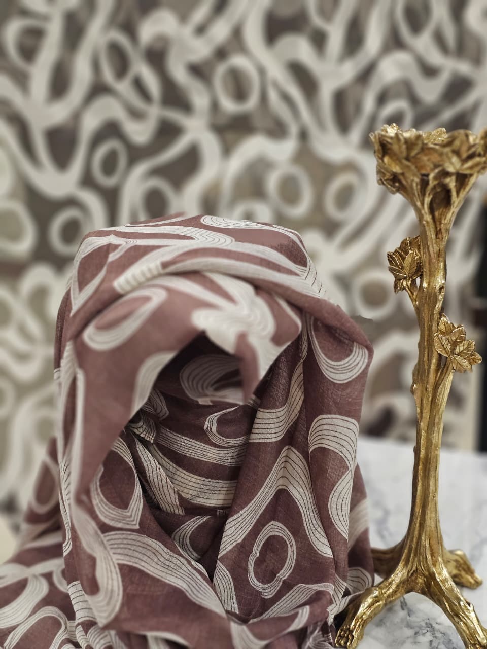 Turkish Textured Printed Lawn - Abstract Swirl Print