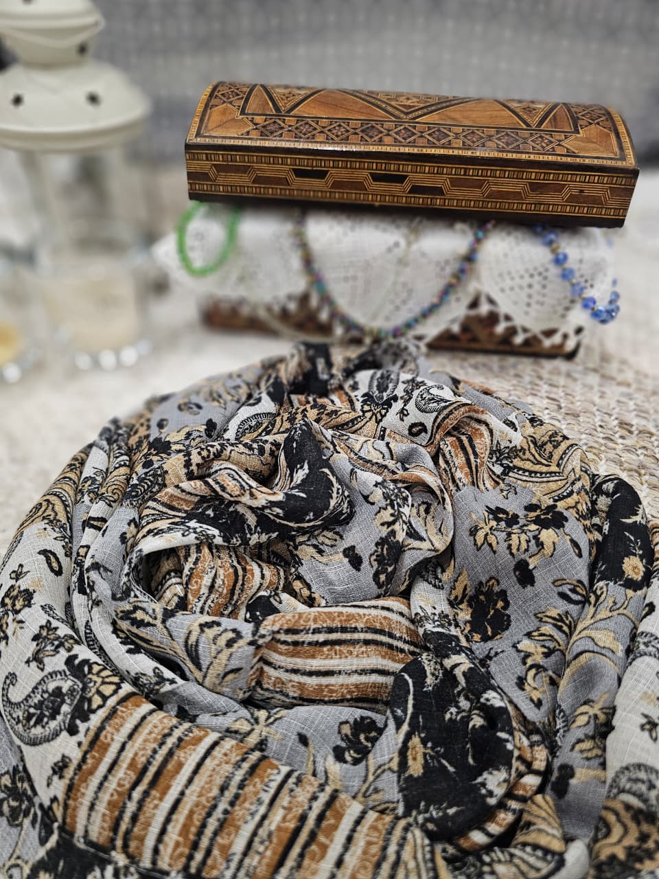 Turkish Textured Printed Lawn - Patchwork Floral-Paisley Print