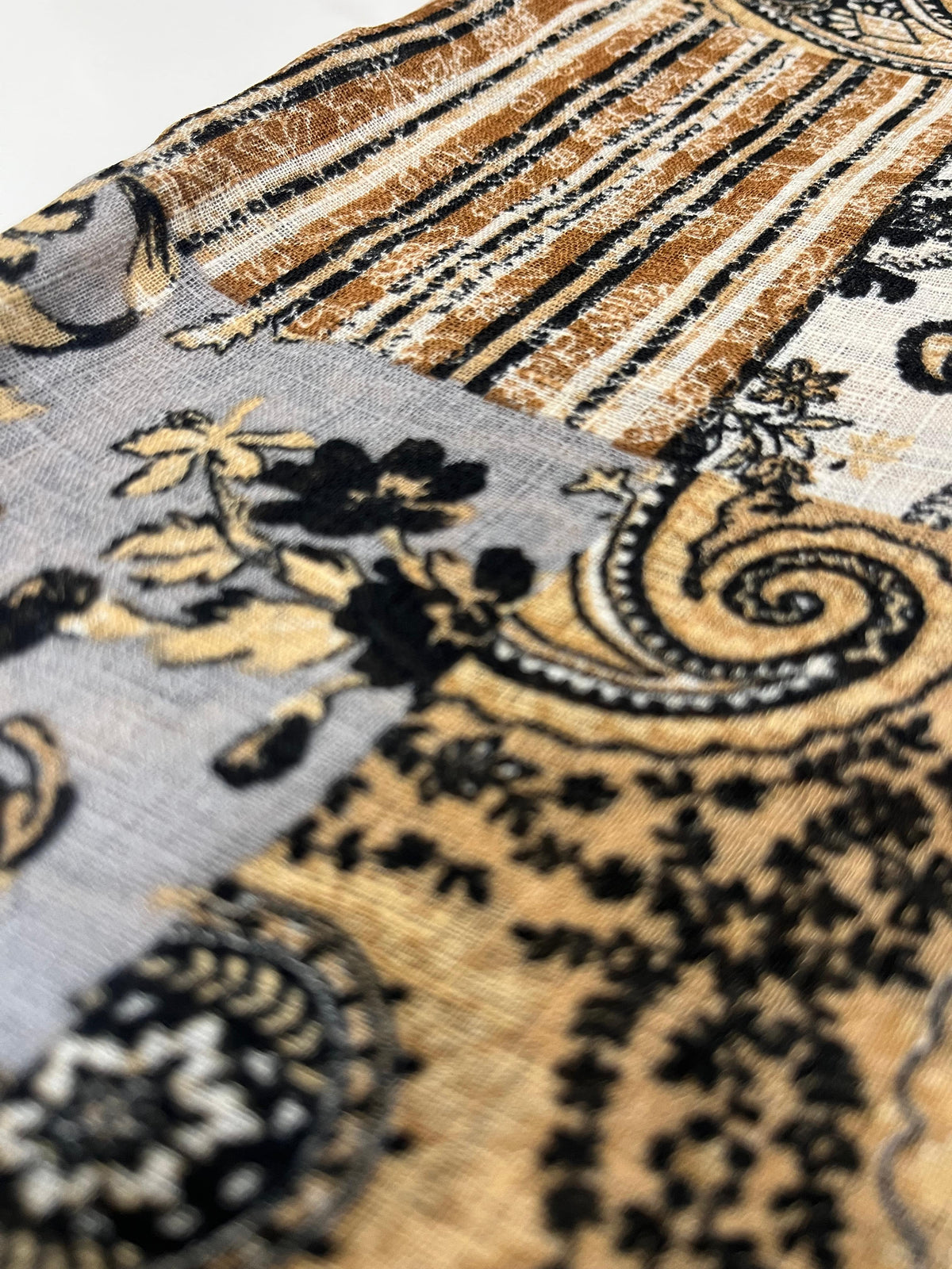Turkish Textured Printed Lawn - Patchwork Floral-Paisley Print