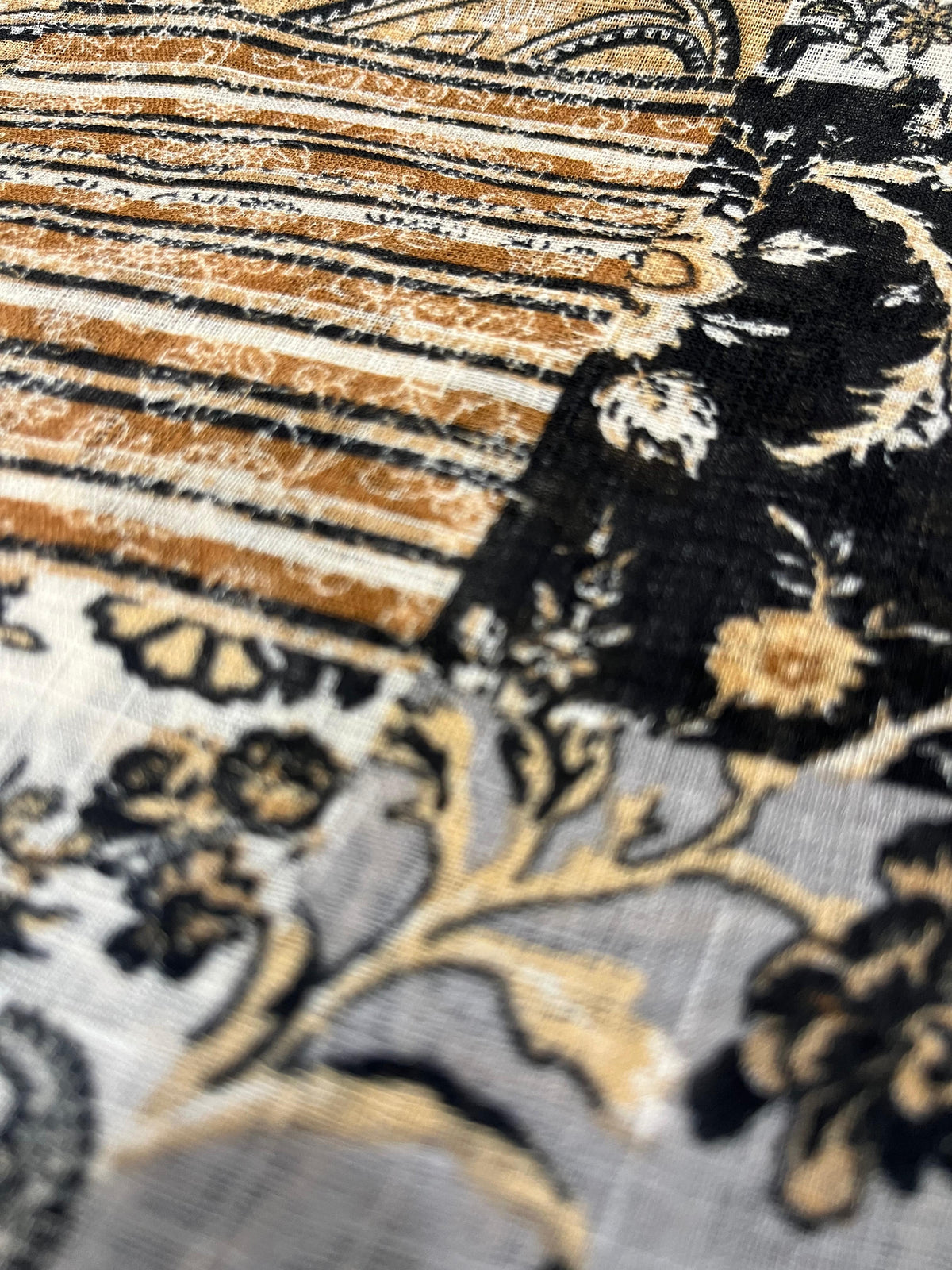 Turkish Textured Printed Lawn - Patchwork Floral-Paisley Print