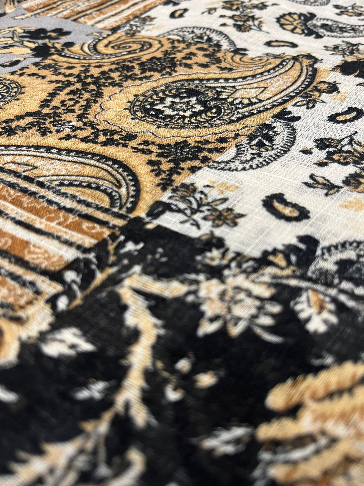 Turkish Textured Printed Lawn - Patchwork Floral-Paisley Print