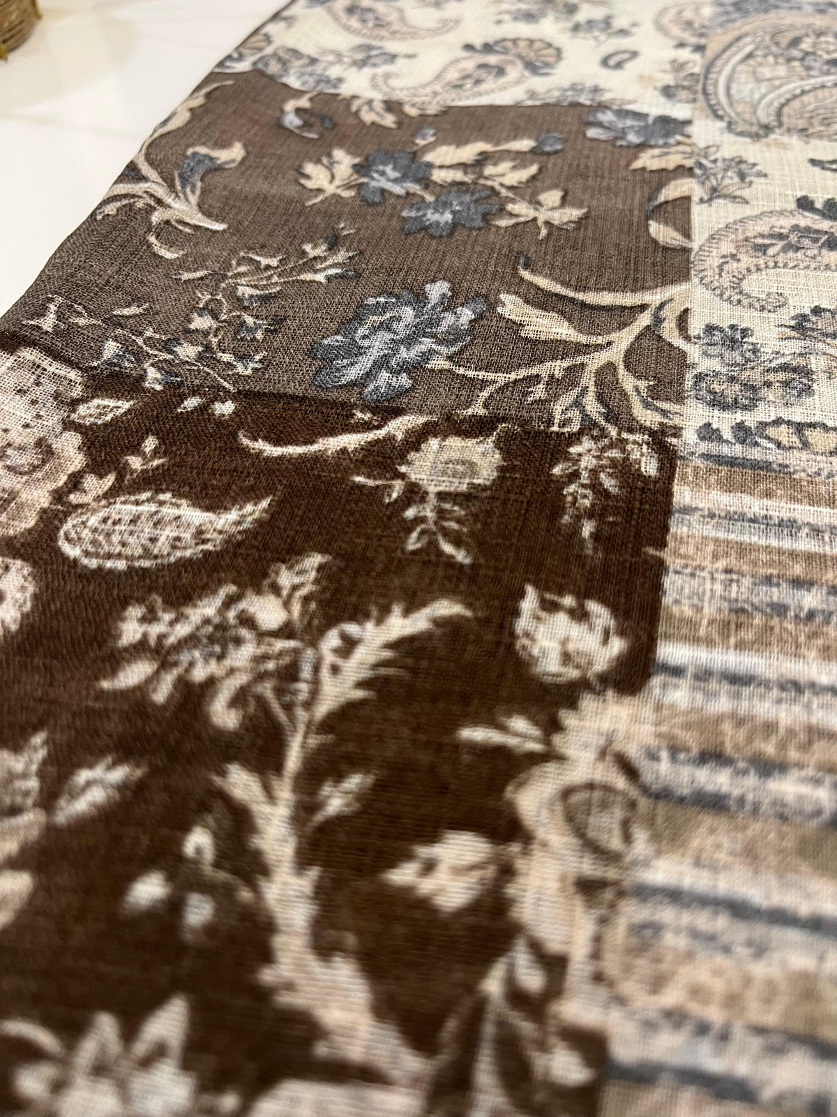 Turkish Textured Printed Lawn - Patchwork Floral-Paisley Print