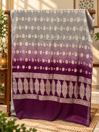 Silver Grey & Deep Plum Cotton Banarsi 3 Piece Unstitched Suit Ciyaab