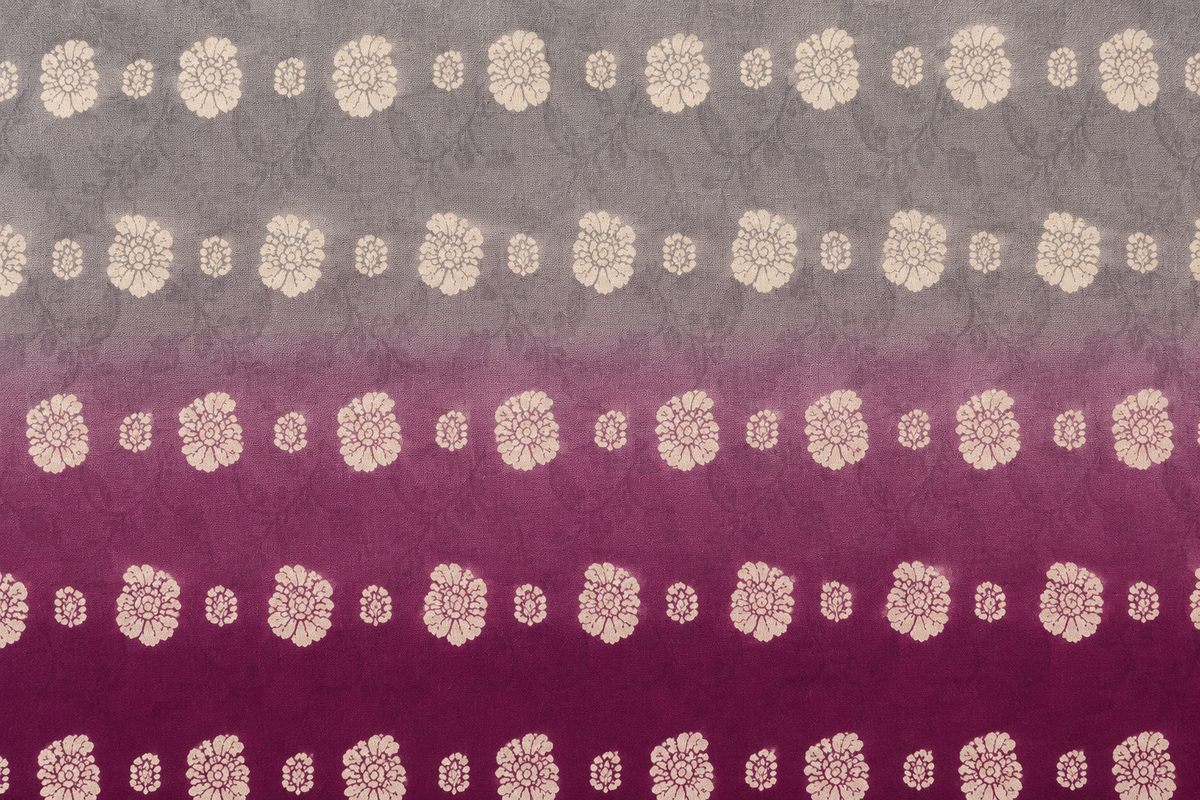 Silver Grey & Deep Plum Cotton Banarsi 3 Piece Unstitched Suit Ciyaab