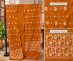Burnt Orange Cotton Banarsi 3 Piece Unstitched Suit Ciyaab
