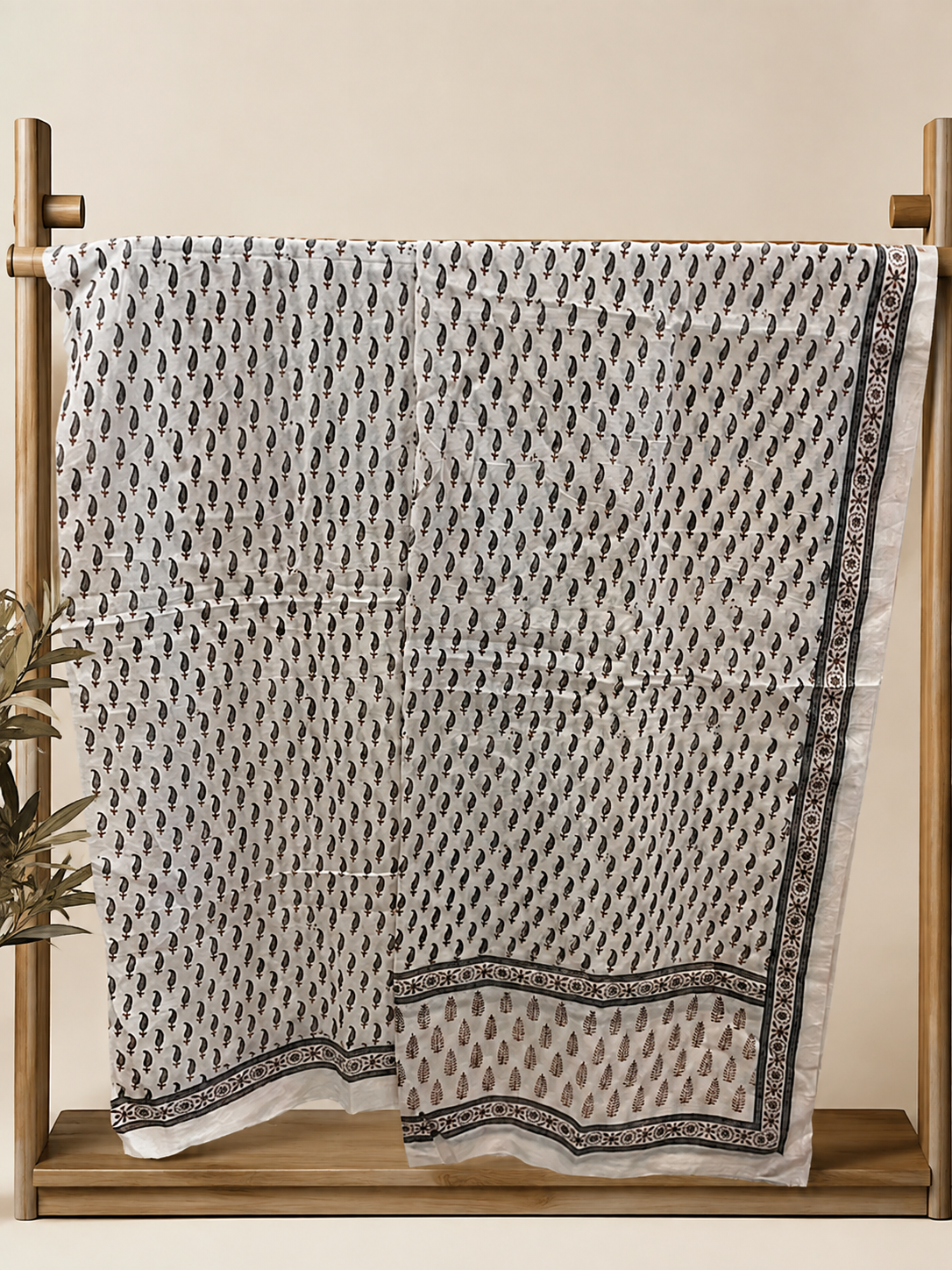 Ciyaab Hand Block Print Lawn 2 Piece suit in Pearl White colorway
